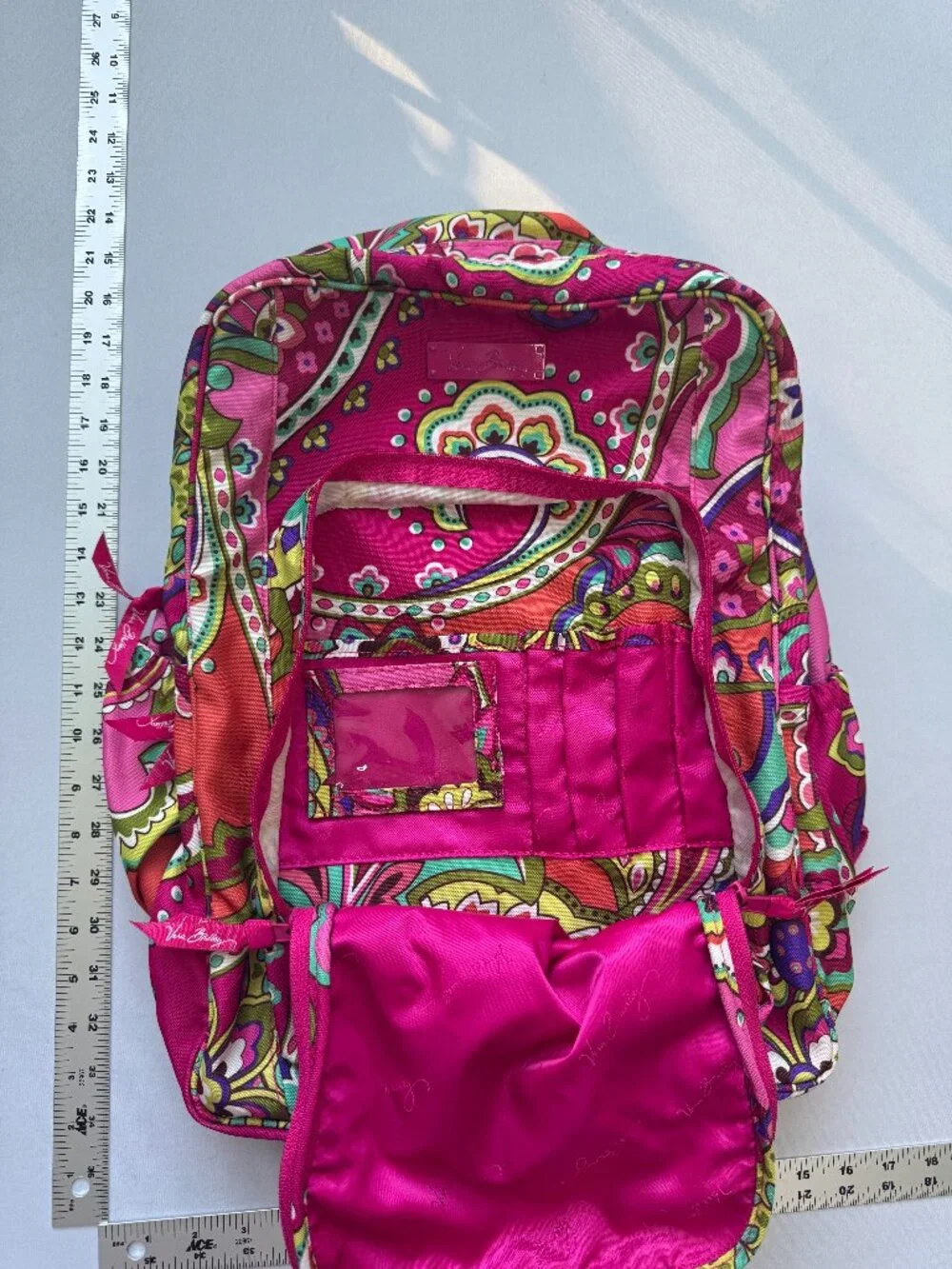 Vera Bradley Campus Backpack Retired Priscilla Pink Pattern Hot Pink Paisley - Picture 3 of 7